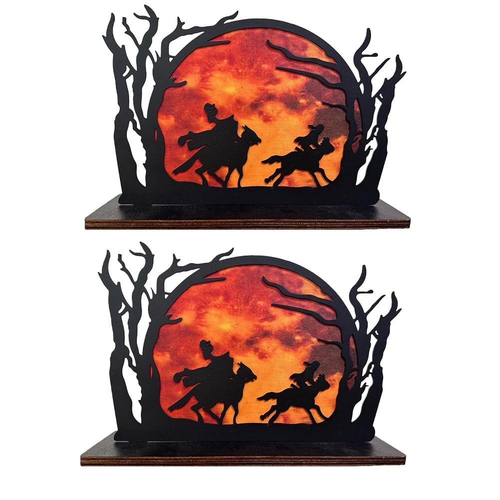 Yunnaty Kopfloser Reiter Silhouette Halloween Schreibtisch Dekoration, Kopfloser Reiter Silhouette Statue mit Hintergrund