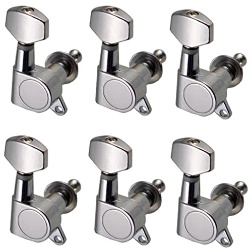 Gitarren Stimmwirbel Chrom-beiliegende Gitarren-Tuning-Pegs-Tuner-Maschinenköpfe Für Akustische E-Gitarren 6R (Color : Silver)