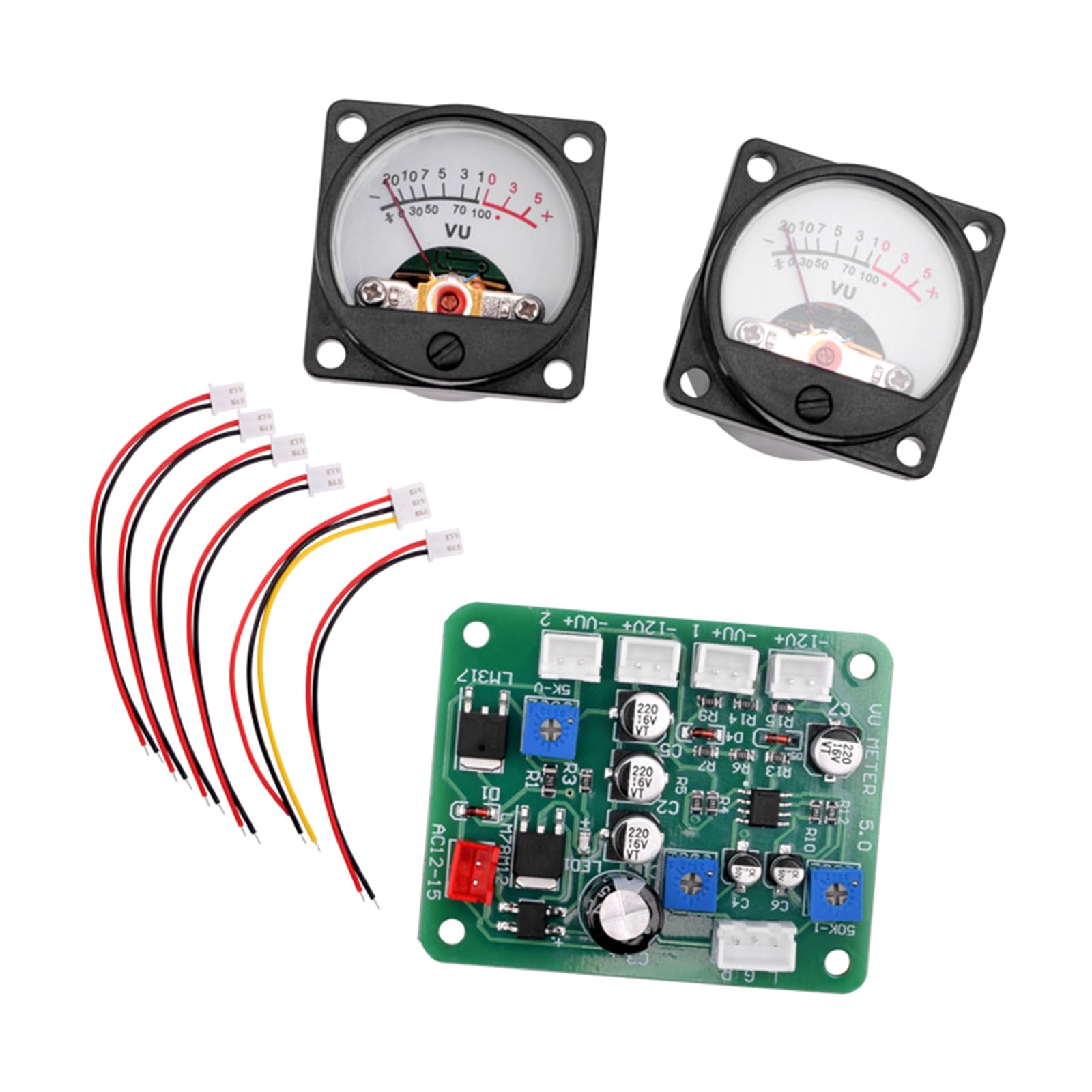 Zkydhbd Volumeneinheit Meter Panel inkl. 2 x Volumeneinheit Meter Kopf Hintergrundbeleuchtung Helligkeitseinstellung mit Front-Treiberplatine einstellbare Empfindlichkeit