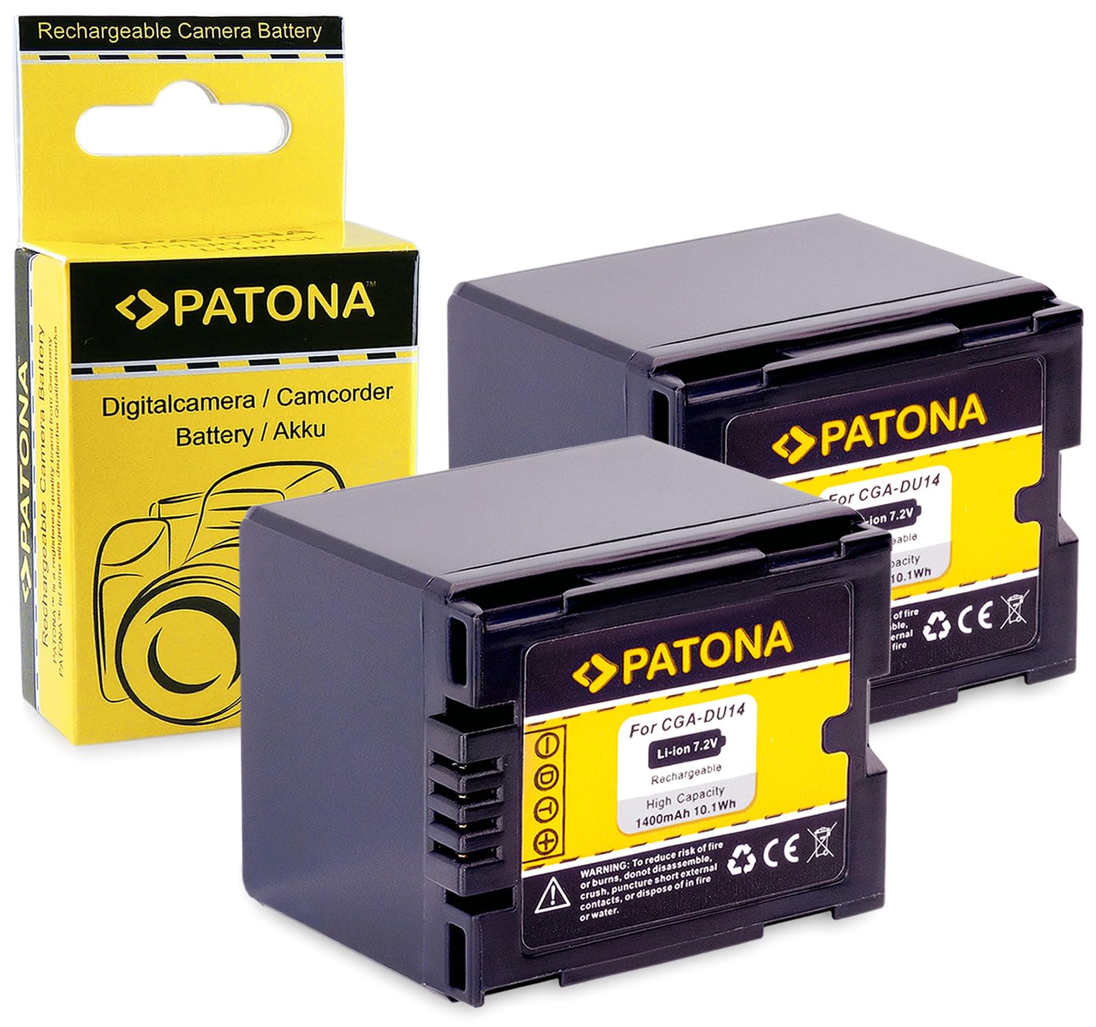 PATONA 2X Akku Ersatz für Panasonic CGA-DU14, CGA-DU06, CGA-DU07, CGA-DU21, VW-VBD070, VW-VBD140, VW-VBD210 Batterie