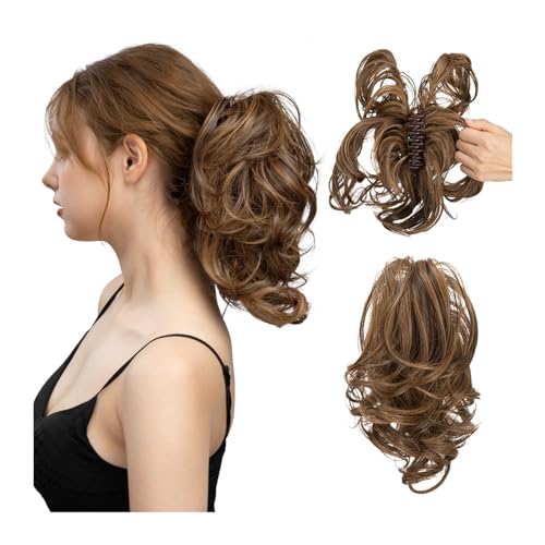 Haarteile Haarknoten Synthetische DIY Klaue Clip In Pferdeschwanz Haarverlängerungen Haarteil Haarknoten Gefälschte Schwarzblond Naturhaar Falscher Zopf for Frauen Brötchen Haare(6H27)