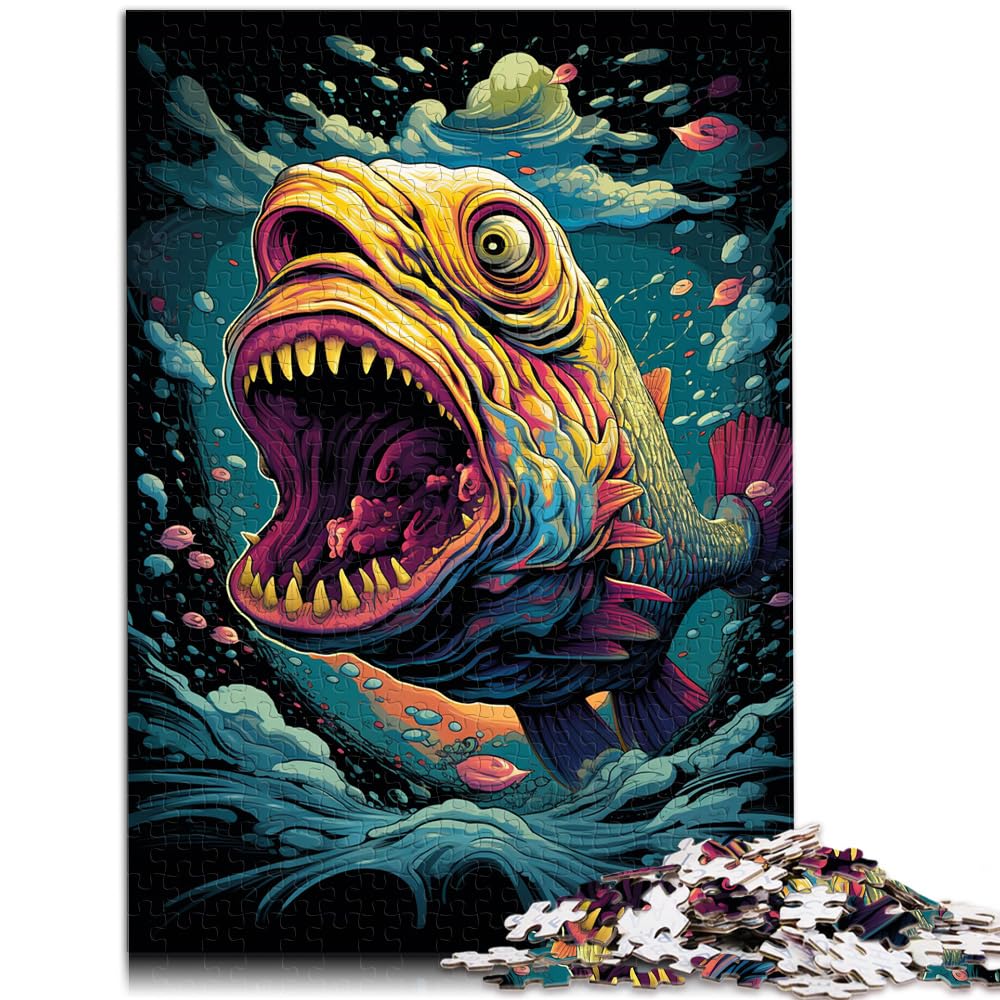 Puzzle „Bunter Piranha“ für Erwachsene, 1000-teiliges Puzzle aus Holz, jedes Teil ist einzigartig – anspruchsvolles, unterhaltsames Familienspiel, 1000 Teile (50 x 75 cm)