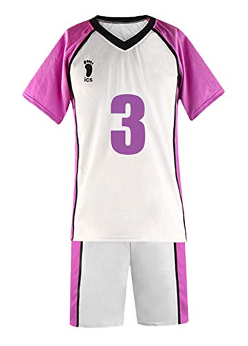 QYIFIRST Shiratorizawa Academy Volleyball Club Eita Semi No.3 Jersey Set T-Shirt Shorts Suit Cosplay Kostüm Weiß S