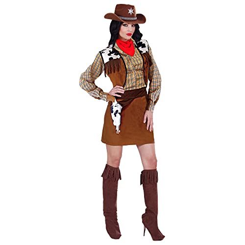 Widmann - Kostüm Cowgirl, Bluse, Weste, Rock, Gürtel mit Halfter, Stiefelüberzieher, Karneval, Mottoparty