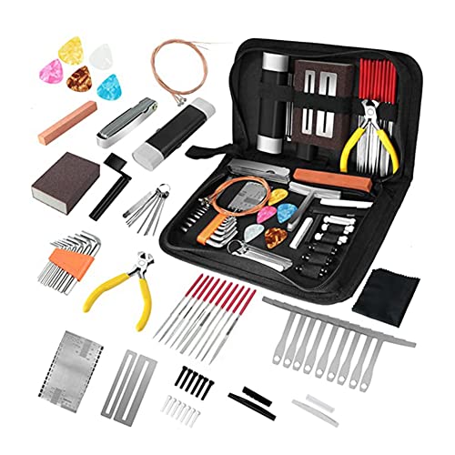 Seprendi 79Pcs Gitarre Werkzeug Kit Gitarre Zubehör Gitarre Reparatur Kit mit Gitarre String Plektrum Bridge Pins Gauges