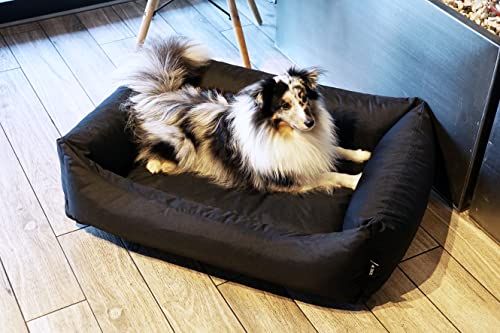 E-dogbed Hundebett Koko Hundekorb Tierkissen Hundesofa Hundeliege Hundekissen Hundekörbchen Schlafplatz Hundematratze Polyester Farbe und Größe wählbar von M bis XL (M-80x60, Schwarz)