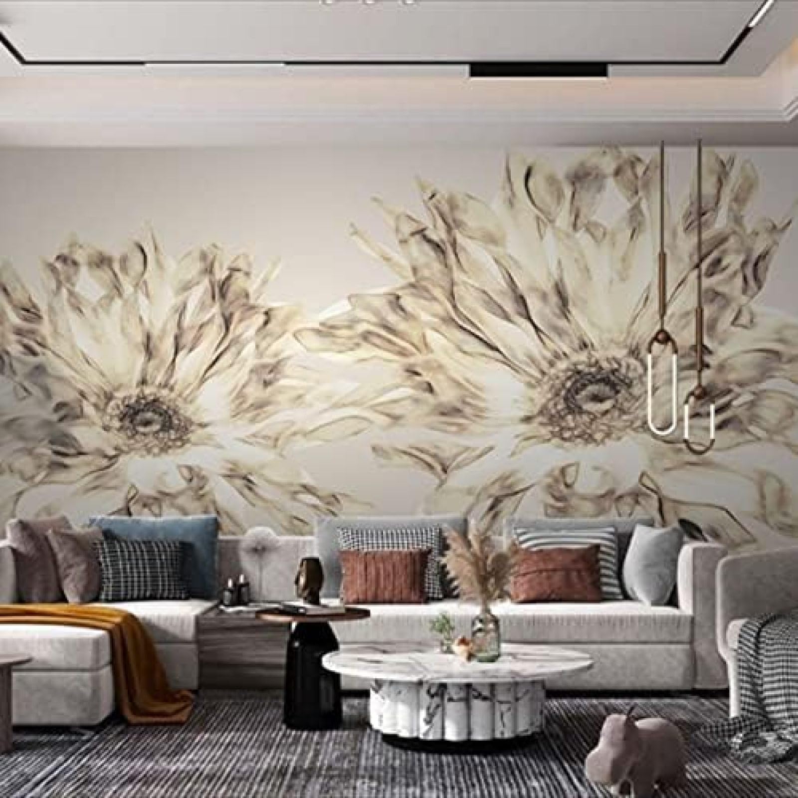 XLMING Home Pflanzen Blumen Licht Luxus 3D Tapete Wohnzimmer Sofa Schlafzimmer Esszimmer Home Dekoration Wand-430cm×300cm