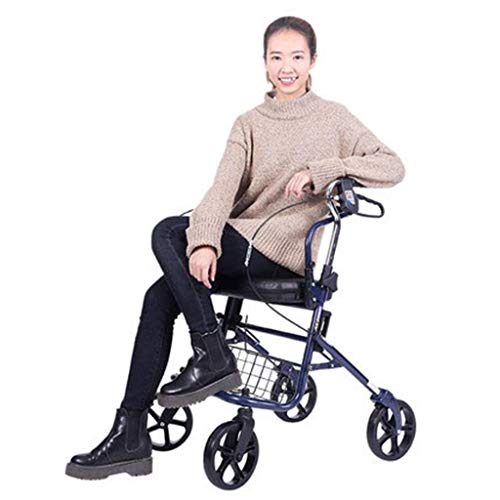 Walker Älterer Einkaufswagen, zusammenklappbarer tragbarer Walker, ergonomischer Rollstuhl, Walker kann mit Handbremsen sitzen, Walker-Geschenk Comfortable anniversary