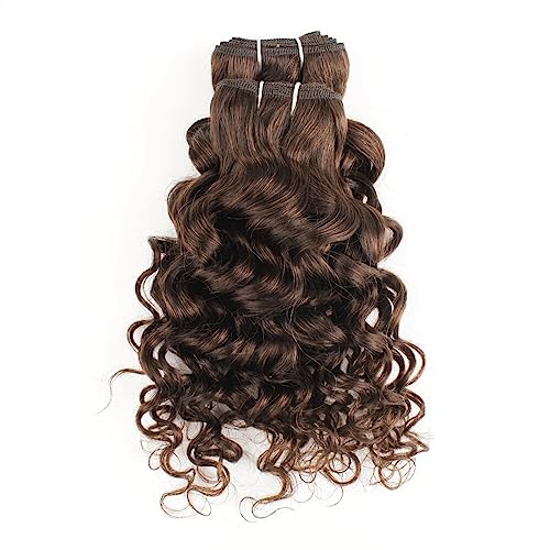 Human Hair Bundles Wasserwellen-Menschenhaar-Bündel, 50 g/Stück, braun und schwarz, kurzer Bob-Stil, Remy-Echthaar-Webart-Erweiterungen human hair weave (Color : Brown Remy Hair, Size : 10 inch 50gx