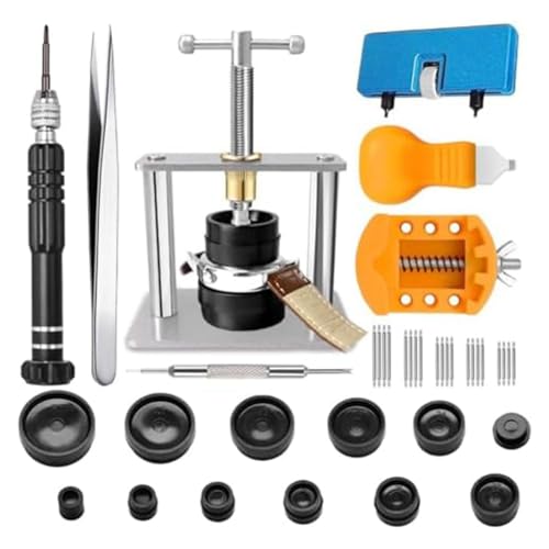 Lahdrhab Uhren-Reparatursatz, Uhren-Presswerkzeug-Set, Austausch der Uhrenbatterie, Halter zum Entfernen der UhrenrüCkseite, Federsteg, Pinzette