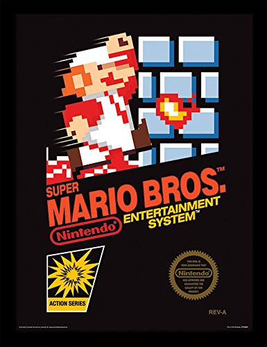 Pyramid International Super Mario Bros. (NES Cover) 30x40 cm gerahmter Druck, 250GSM PAPERWRAP MDF, Mehrfarbig, 44 x 33 x 4 cm