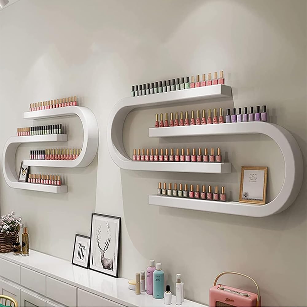 An der Wand montierter Präsentationsständer für ätherische Nagellacköle und Parfüme, stilvoller, multifunktionaler U-förmiger Organizer für Salons, Schönheitssalons und Nagelstudios (Größe: