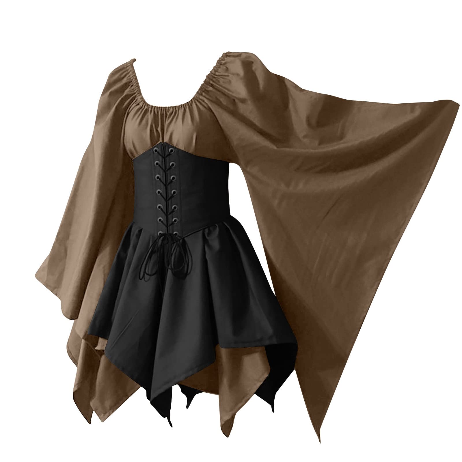 Mittelalterkleider Damen Viktorianischen Königin Kleider Langarm Mittelalter Kleid Renaissance Mittelalterliches Kostüm Gothic Kleid Mit Trompetenärmel Renaissance Halloween Karneval Cosplay Kos