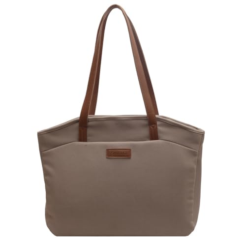 ohodhmnu Damen Tragetasche, 2023 Neue Umhängetasche Einkaufstasche Vielseitige Tasche Große Kapazität Handtasche Mode Nylon Tasche für Frauen Mädchen Buchtasche, khaki, 15.6 inches