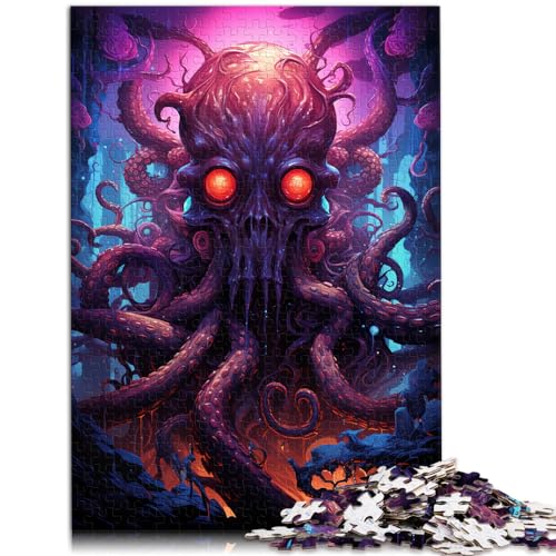 Puzzles als Geschenke, Psychedelische, farbenfrohe Krakenkunst, 1000 Teile, Puzzlespielzeug, Holzpuzzle, einfache Puzzles, Familienaktivitätspuzzles (50 x 75 cm)