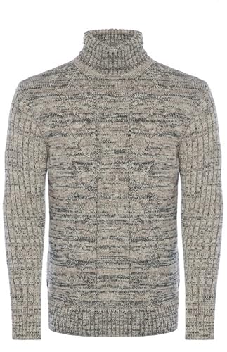 Karl´s People Herren Strick-Pullover mit Rollkragen • Männer Winter Rollkragen-Pullover • Warmer Herren Rolli stylischer Herren Strick-Pulli • Angenehmer Männer Pulli Grobstrick 7489 BEIGE 3XL