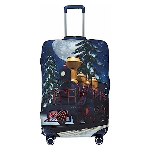 Miniks Reisegepäckhülle mit Weihnachtszug, strapazierfähig, passend für 45,7 - 81,3 cm große Gepäckstücke, Größe XL, Schwarz, X-Large