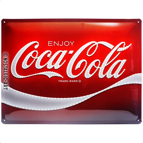 Nostalgic-Art Retro Blechschild Coca-Cola – Logo Red Lights – Geschenk-Idee für Coke-Fans, aus Metall, Vintage-Design zur Dekoration, 30 x 40 cm