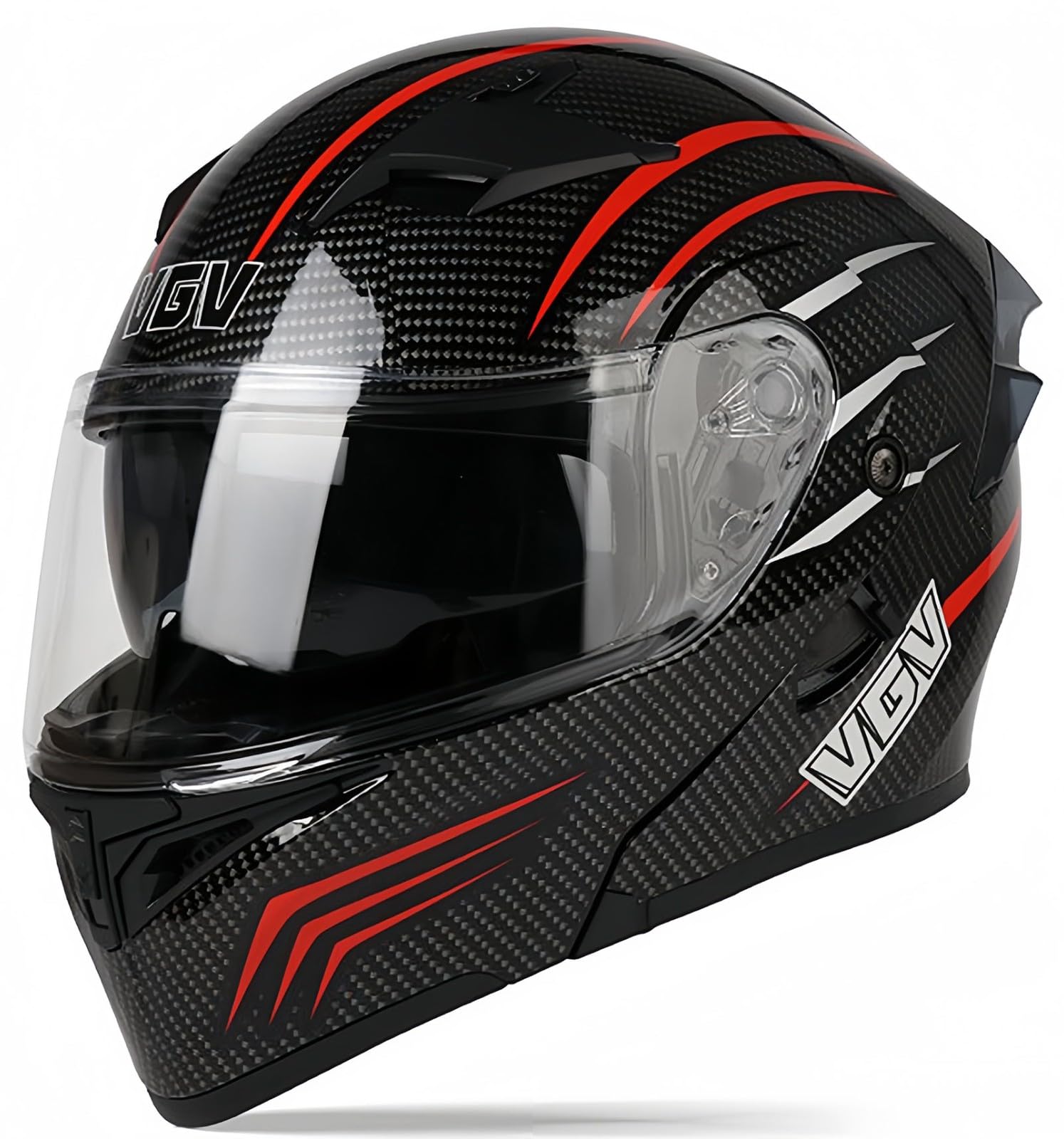 Klappbarer Motorradhelm Mit Doppelvisier, Motocross-Helme, ECE-Geprüfter Motorrad-Sturzhelm Für Erwachsene, Helm Mit Doppelvisier, Herren Und Damen D,XL61-62CM