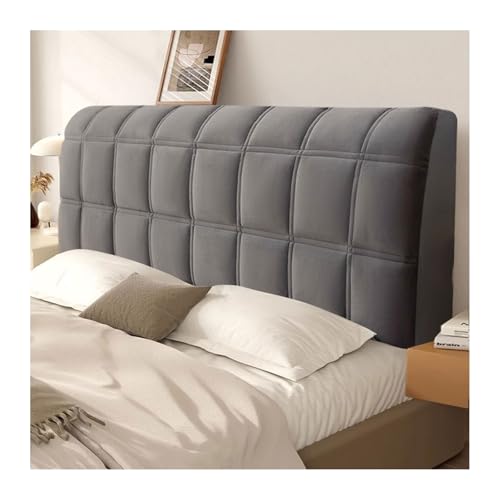 Bett Kopfteil Bezug, Stretch Kopfteilbezug Bett 180/140/160/200/180/190/200 CM, Bettkopfteil Hussen Strecken Headboard Cover, Waschbar Staubdichte Schutzhülle, Bett Kopfteil Abdeckung(Dark grey,Queen: