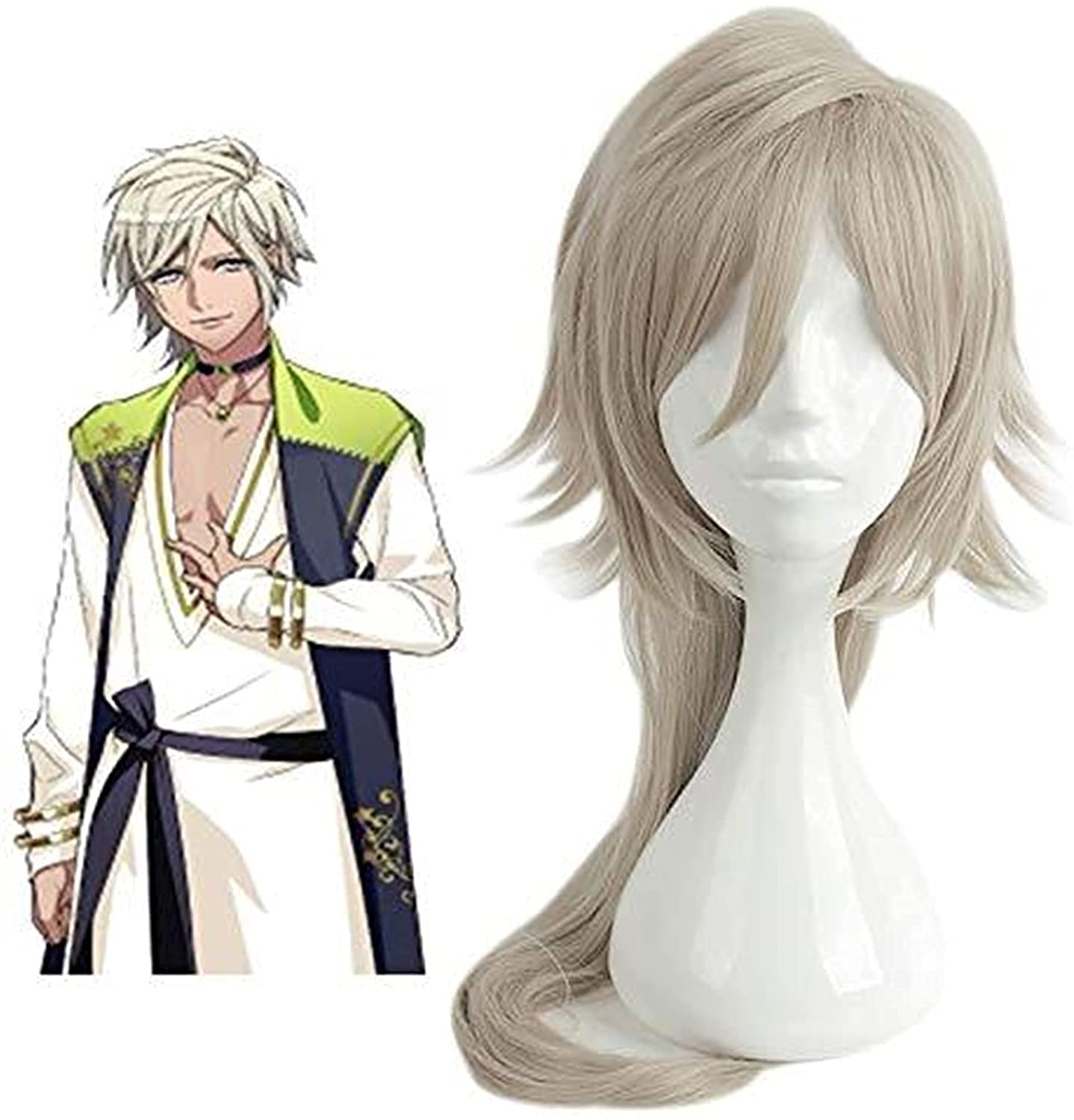 LINLINCD-Anime Coser Wig Handumfang A3! Cosplay Zitrone Cosplay Perücken Hitzebeständig Kunsthaarperücken+Perücke Cap Halloween Karneval Party