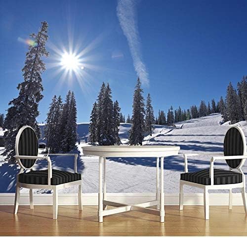 XLMING Natur Landschaften Sonnenaufgang Wald Schnee Bäume Küche Esszimmer Arbeitszimmer Wohnzimmer TV Hintergrund Wand 3D Tapete-430cm×300cm