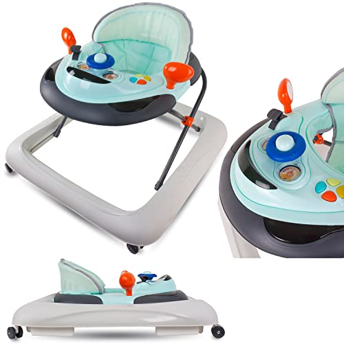 Kinderfahrzeug Lernrad Lauflernhilfe Spielcenter Gehfrei Gehhilfe Baby Walker Babyschaukel (Blau)