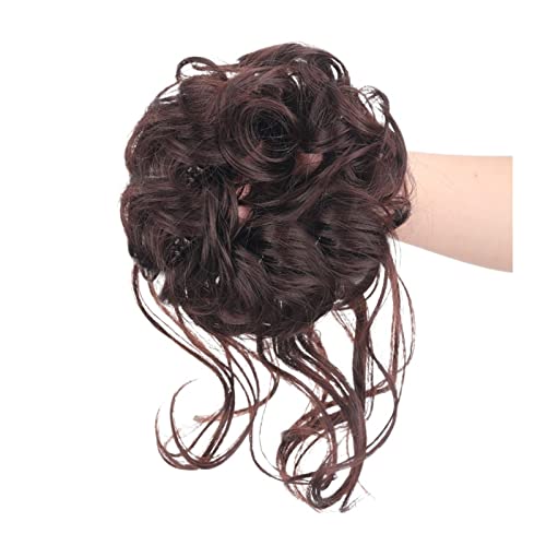 Haarteil Pieces Curly Chignon Donut Scrunchie for Frauen, unordentlicher Dutt, synthetische, zerzauste Hochsteckfrisur, Haarknoten, Verlängerung, elastisches Haarband Haarverlängerung(6A)