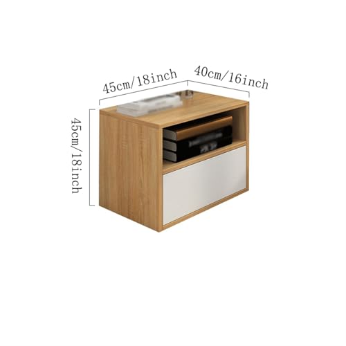 Nachtschrank Nachttisch in Weiß + Original Holzfarbe, Aktenschrank mit Zwei Schubladen Massivholz-Aufbewahrungsschrank for Wohnzimmer, Schlafzimmer, Arbeitszimmer, for Bücher, Lampen, Etc Stauraum für