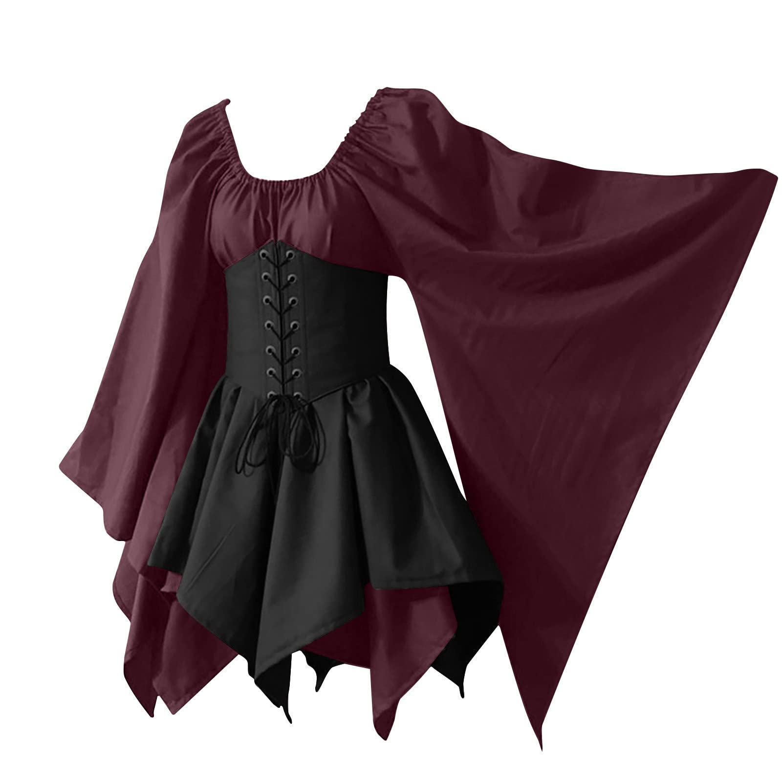 Mittelalterkleider Damen Viktorianischen Königin Kleider Langarm Mittelalter Kleid Renaissance Mittelalterliches Kostüm Gothic Kleid Mit Trompetenärmel Renaissance Halloween Karneval Cosplay Kos