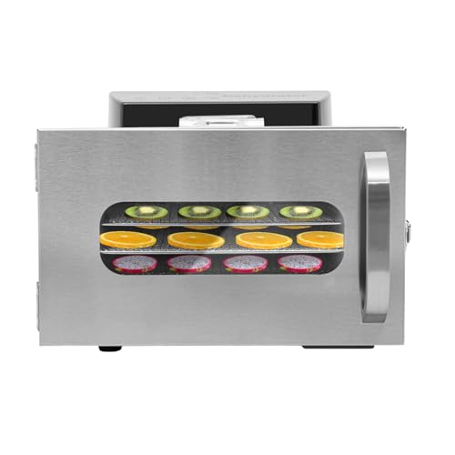 220V 400W Dörrautomat Edelstahl mit LCD-Display, 6 Etagen Dörrgerät Temperaturregler von 30-90℃, Timerfunktion von 0,5-24h, Dehydrator für Obst, Gemüse, Fleisch und Tee