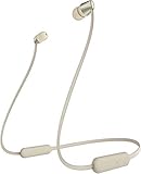 Sony WI-C310 kabelloser Bluetooth In-Ohr Kopfhörer (15 Stunden Akkulaufzeit, Voice Assistent, magnetische Ohrstöpsel, Behind-the-neck Design, integrierte Headset-Funktion, Headset mit Mikrofon ) Gold