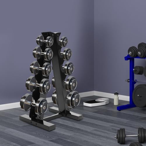 EurHomePlus A-Rahmen Kurzhantel Rack 5-Tier Stahl Gewicht Kurzhantel Ständer, Max. Belastbarkeit 100kg, Gewicht Halter Rack für Home Gym (Schwarz)