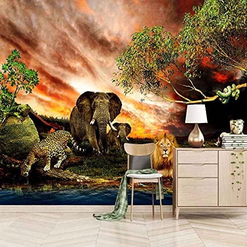 Löwe Waldtiere 3D Tapeten Wanddekoration Fototapete Sofas Wohnzimmer Wandbild Schlafzimmer-400cm×280cm