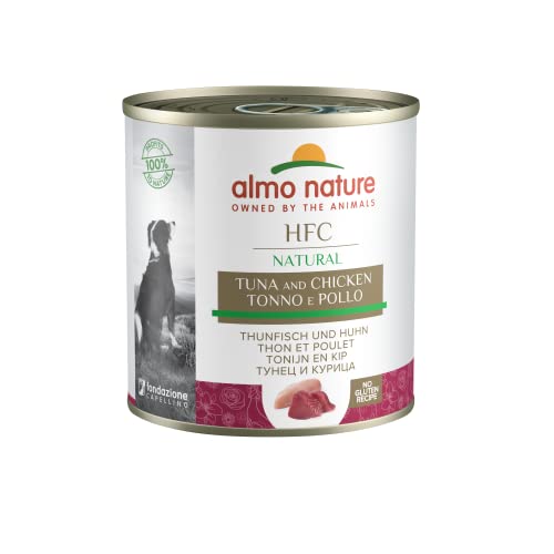 Almo Nature HFC Natural - Nassnahrung für Hunde mit Thunfisch und Huhn ursprünglich Lebensmittelqualität und werden jetzt für Hundenahrung erwendet.