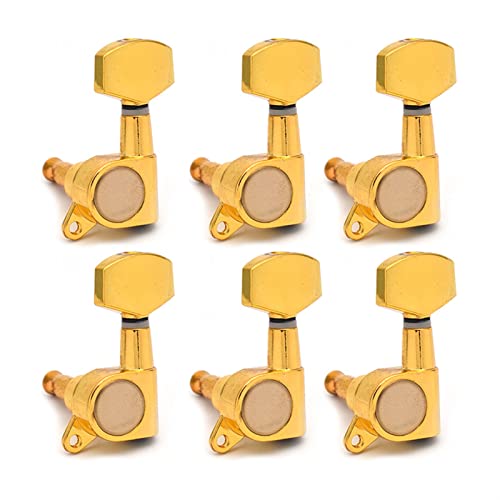 Gitarren Stimmwirbel Große Quadratische Versiegelte Gitarren-Tuning-Pegs-Tasten Tuner-Maschinenköpfe Für E-Gitarre Schwarz/Gold/Chrome (Color : Gold 6L)