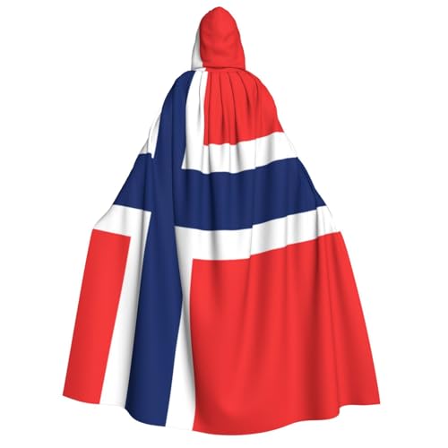 WURTON Norwegische Flagge, Unisex, Kapuzenumhang, Kostüm, für Damen und Herren, Vampir, Halloween, Cosplay, Karneval, Mottoparty