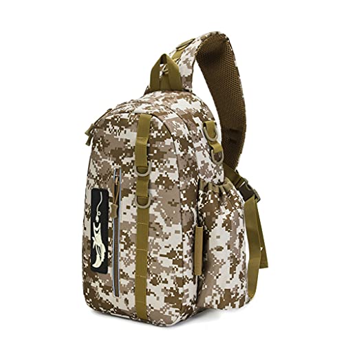 Btgghytr Aufbewahrungstasche für Angelzubehör, leicht, Angelrucksack, Werkzeugtasche für Angeln, Wandern, Jagd, Camping, große Kapazität, Angeltasche, Desert Digital