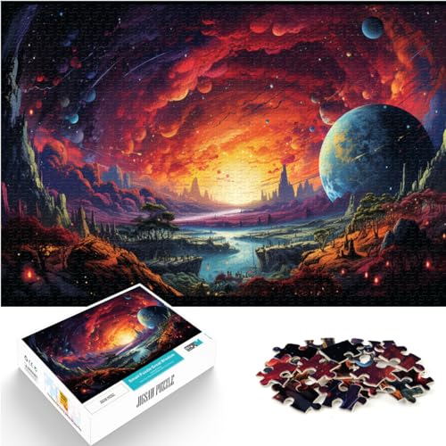 Puzzles, farbenfroher Planet, Welt, Puzzles 1000 Teile, Holzpuzzle, Spielzeug, Puzzles, Lernspiele, Stressabbau-Puzzles, 1000 Teile (50 x 75 cm)