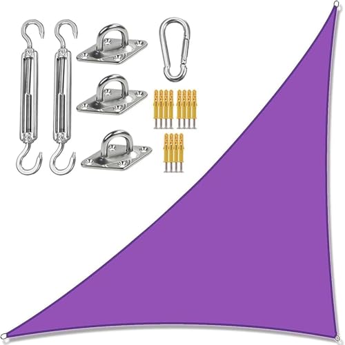 Dreieckiges Sonnensegel,Gartensegeldach mit Befestigungssatz,wasserdicht,UV-Block,rechtwinklige Gartensonnensegel,Sonnenschutzmarkisen,für Garten,Picknick oder Camping,lila,4 m x 4 m x 5 m