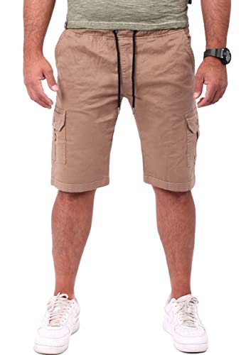 Reslad Cargoshorts Kurz Männer l Kurze Hose Herren - Shorts Herren mit Taschen l Bermuda Chino Cargo-Hose RS-2025 Beige W31