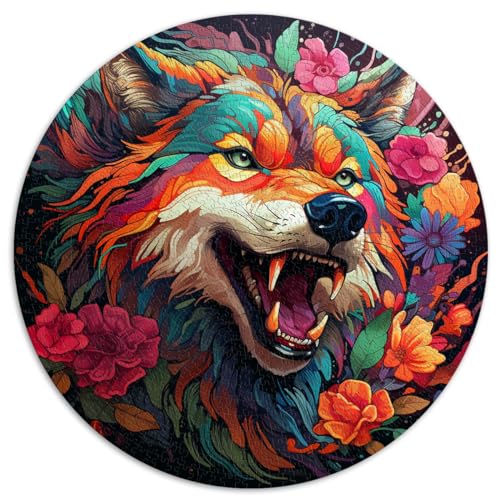 Puzzles zum Verschenken Blumen Mächtiger Wolf 1000-teiliges Puzzle 67,5 x 67,5 cm Lernpuzzle Spielzeugpuzzle Lernspiele Stressabbaupuzzles