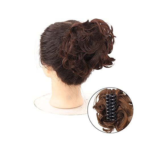 Bun Haarteile Haarteile, synthetische, zerzauste Hochsteckfrisur-Haarverlängerungen, Haarteil, unordentlicher Krallenclip, Dutt-Haarteil, gewelltes, lockiges Haar, Dutt, Clip-in-Klauen-Chignon-Pferdes