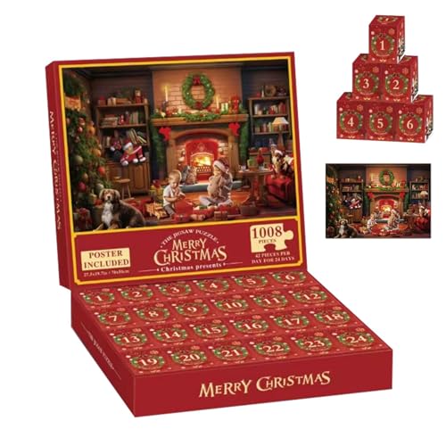 Weihnachtspuzzle-Adventskalender,Adventskalender-Puzzle, Countdown-Adventskalender-Spielzeug, 24-Tage-Adventskalender-Weihnachtspuzzle für Kinder, Countdown-Kalender-Puzzlespielzeug