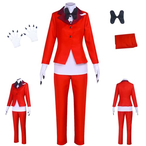 AYYOHON Charlie Morningstar Kostüm Prinzessin der Hölle Charlie Cosplay Rot Uniform Anzug mit Handschuhen Halloween Outfit für Damen S