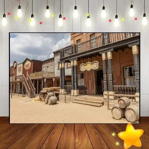 Western Amerikanisch Weit West Cowboy Stadt Stadt Hintergrund Fotografie Dekoration Foto Party Baby Party 350x230cm