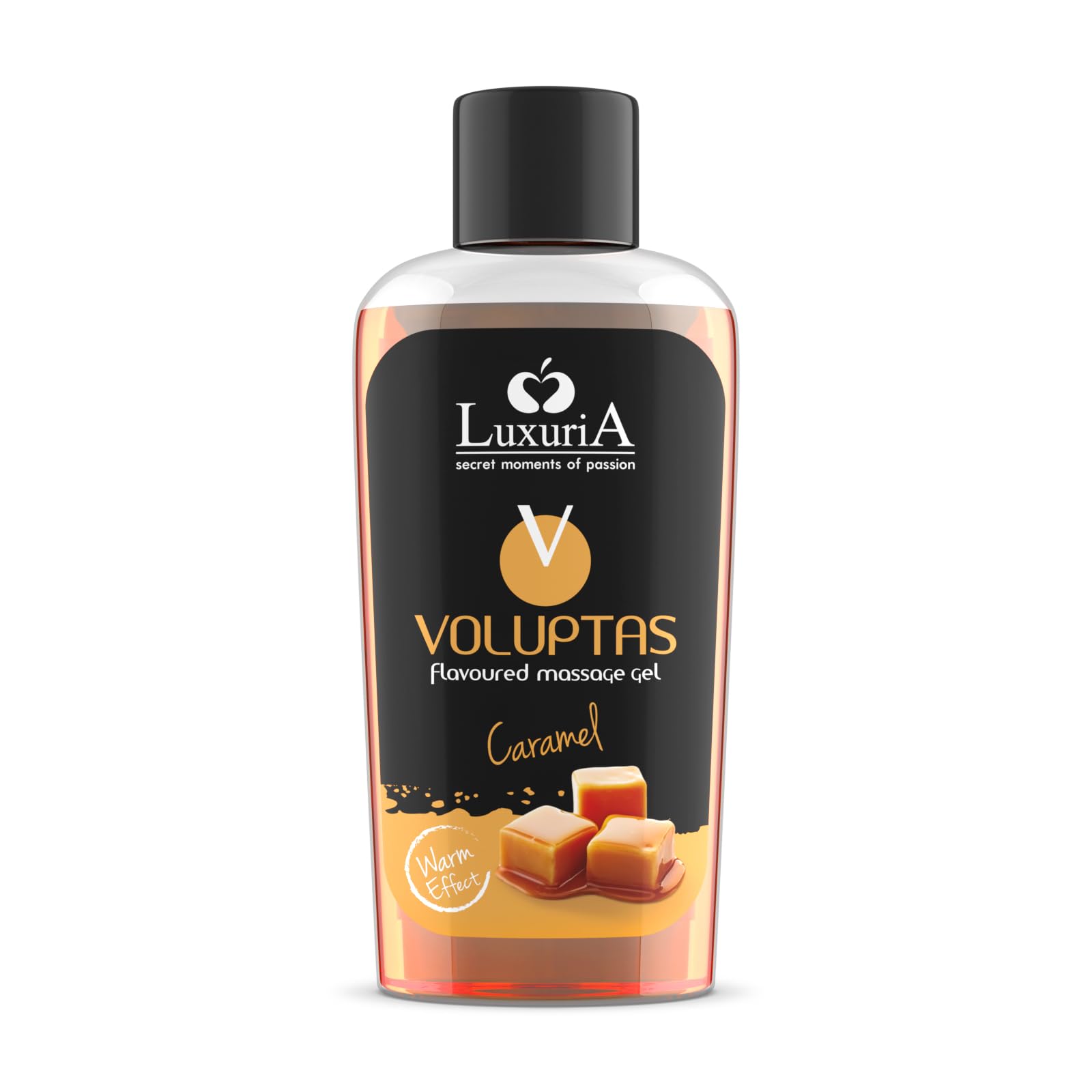 INTIMATELINE | Voluptas Caramel – Essbares Massagegel, stimulierendes Gel mit wärmender Wirkung für den ganzen Körper, feuchtigkeitsspendende und weichmachende Wirkung, Karamellgeschmack, 100 ml