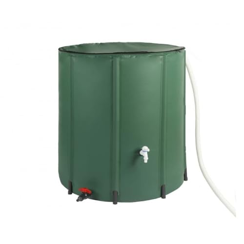 Regentank 380 Liter - Faltbare Regentonne - Regenwasser Tank - Regentonne Wassertank - Regenfass mit Oberem Wasserhahn und Unterem Ablauf - Schlauch zum Ablassen von überschüssigem Wasser