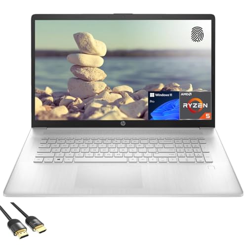 HP Laptop for Business and Student, 17.3" FHD IPS Display, AMD Ryzen 5 5500U, 16GB RAM, 2TB PCIe SSD, FP Reader, Webcam, Keypad, Bluetooth, USB-C, HDMI, US Version KB, PDG HDMI Cable, Win 11 Pro