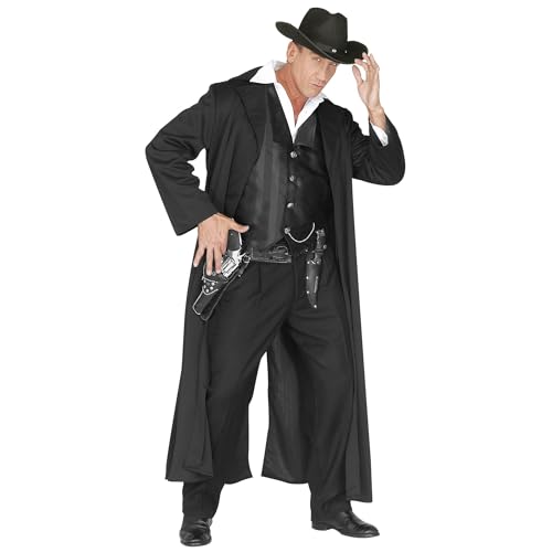 Widmann 44475 44475-Kostüm Bounty Killer, Mantel, Cowboy, Wilder Westen, Karneval, Mottoparty, Halloween, Herren, Schwarz, XXXL